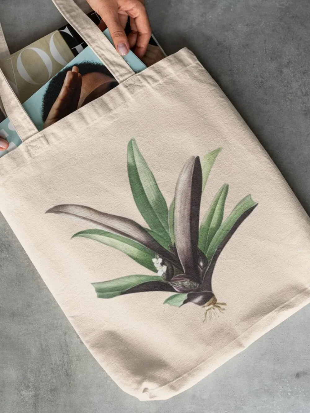 Boat Lily Vintage Floral Print Graphic Canvas Tote Bag